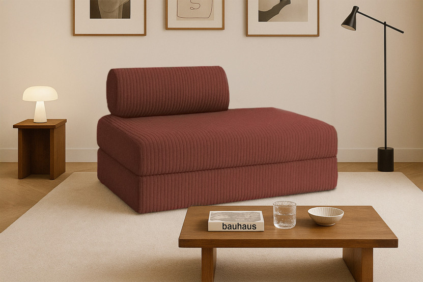 Canapé 2 places convertible et modulable - Velours côtelé XL Terracotta