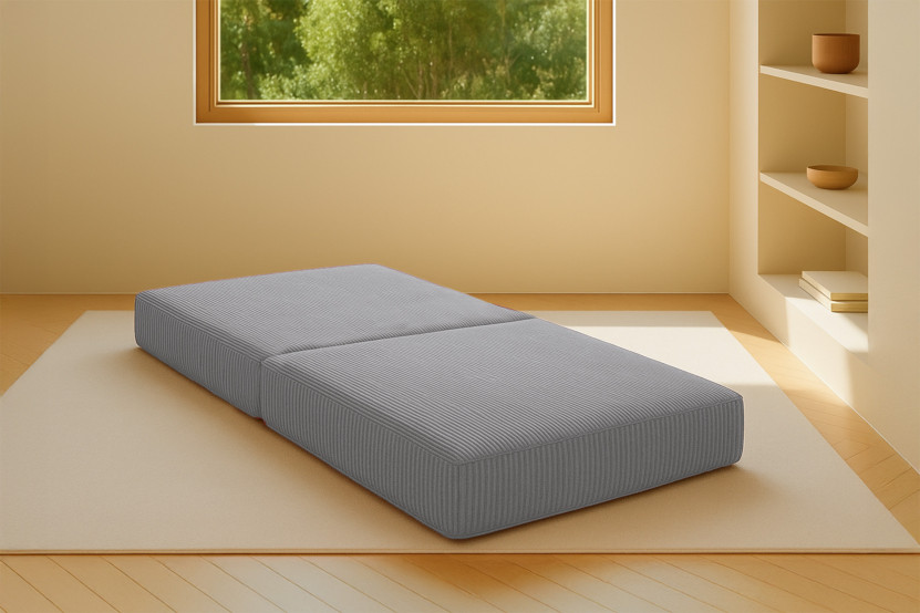 Pouf convertible et modulable - Velours côtelé Gris clair