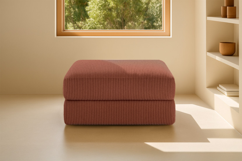 Pouf convertible et modulable - Velours côtelé Terracotta