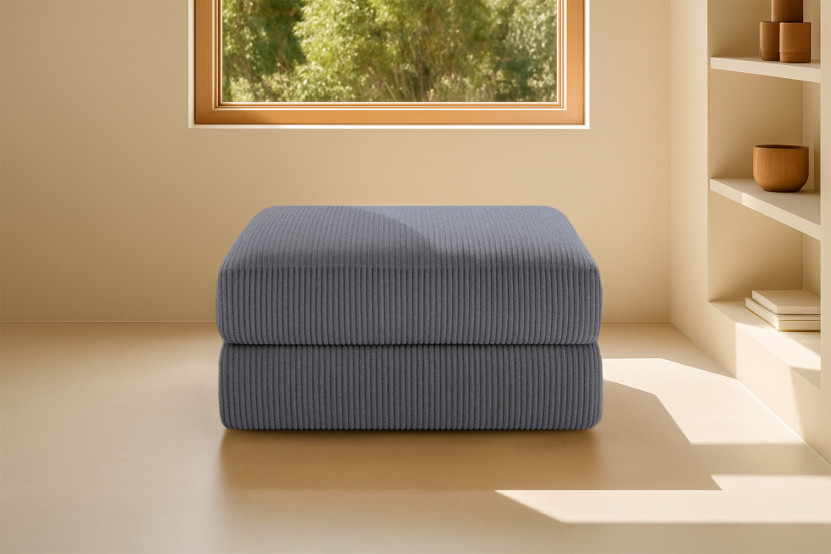 Pouf convertible et modulable - Velours côtelé Gris