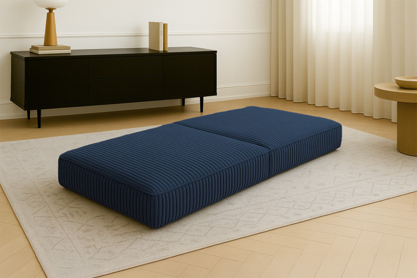 Pouf convertible et modulable - Velours côtelé XL Bleu