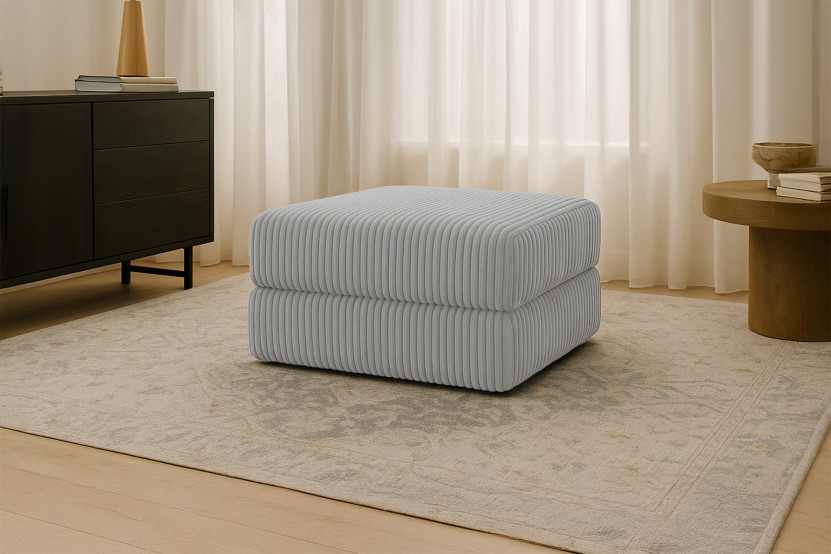 Pouf convertible et modulable - Velours côtelé XL Gris clair