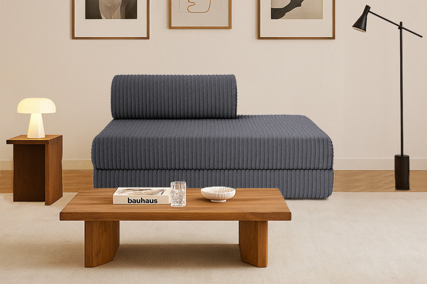 Canapé 2 places convertible et modulable - Velours côtelé XL Gris