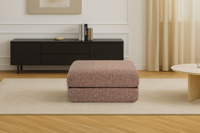 Pouf convertible et modulable - Tissu tweed Rouge