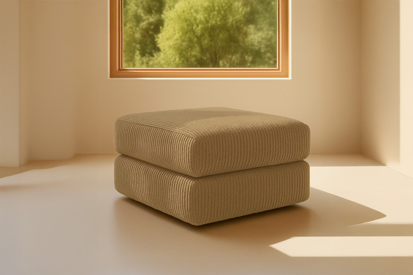 Pouf convertible et modulable - Velours côtelé Jaune