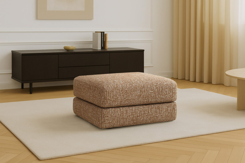 Pouf convertible et modulable - Tissu tweed Marron