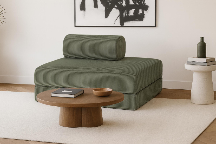 Canapé 2 places convertible et modulable - Velours côtelé Vert