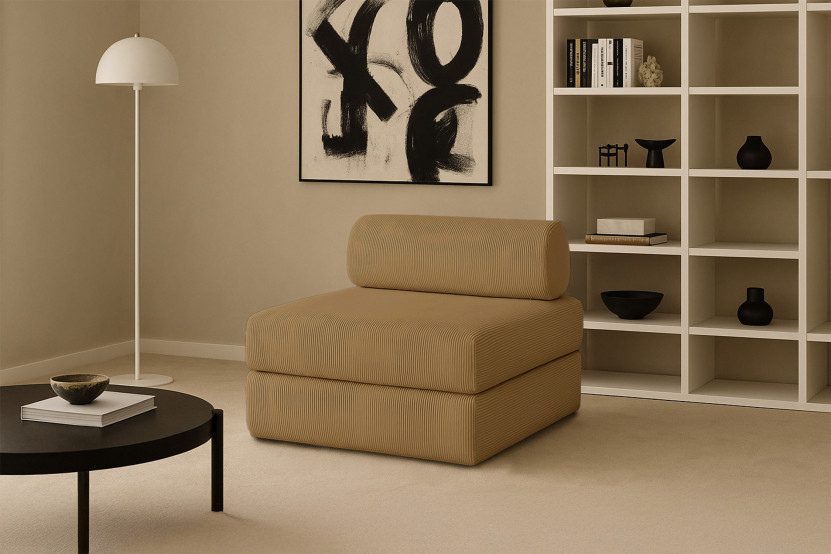 Fauteuil convertible et modulable - Velours côtelé Jaune