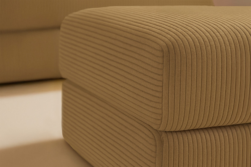 Pouf convertible et modulable - Velours côtelé Jaune