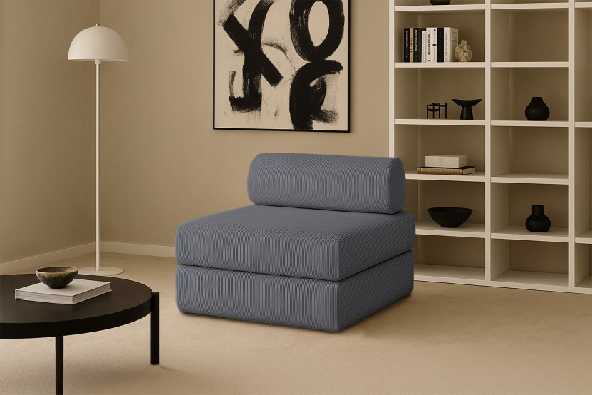 Fauteuil convertible et modulable - Velours côtelé Gris