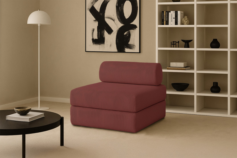 Fauteuil convertible et modulable - Velours côtelé Rouge