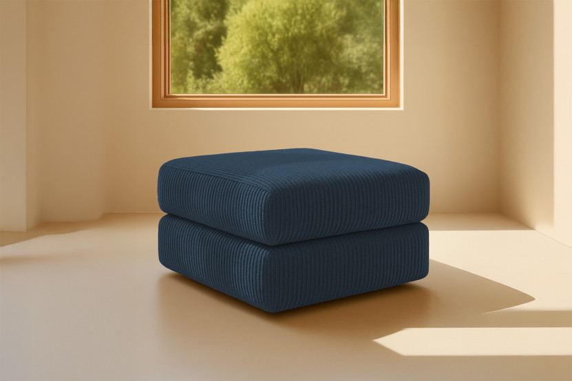 Pouf convertible et modulable - Velours côtelé Bleu