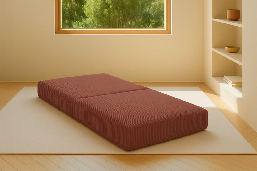 Pouf convertible et modulable - Velours côtelé Terracotta