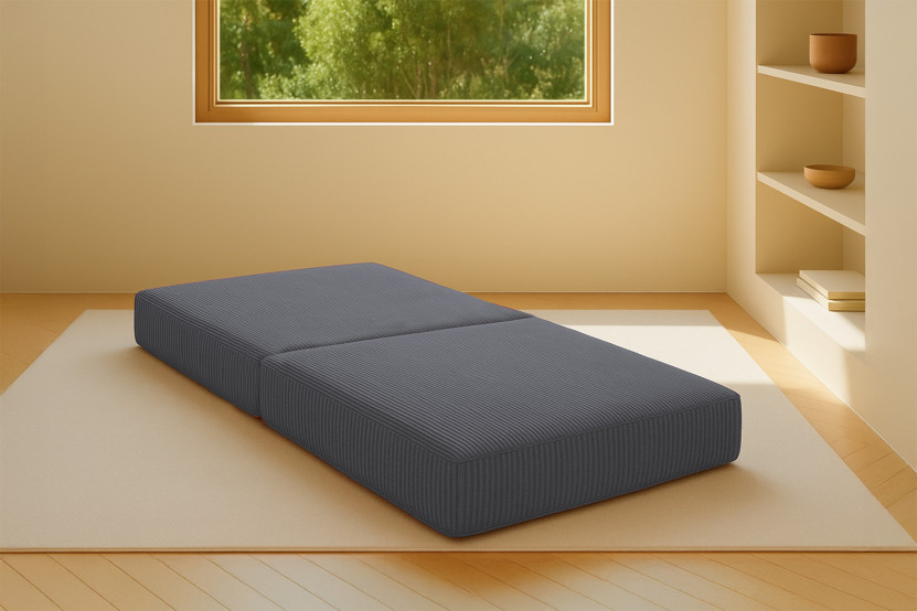 Pouf convertible et modulable - Velours côtelé Gris