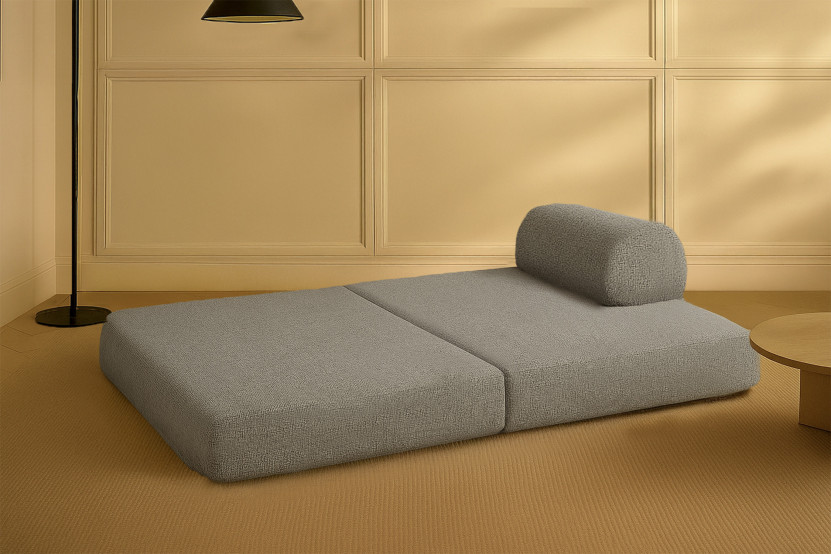 Canapé 2 places convertible et modulable - Tissu tweed Gris