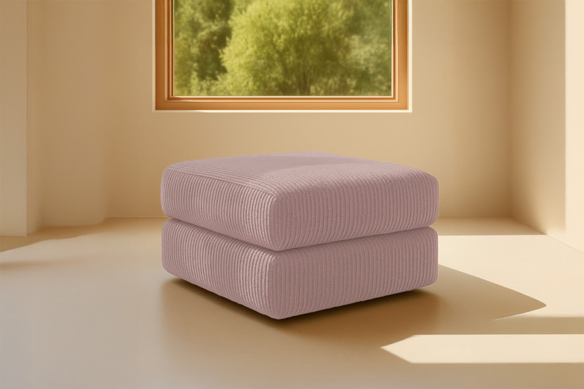 Pouf convertible et modulable - Velours côtelé Rose pâle