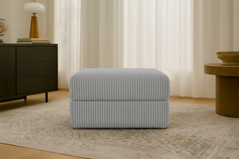 Pouf convertible et modulable - Velours côtelé XL Gris clair