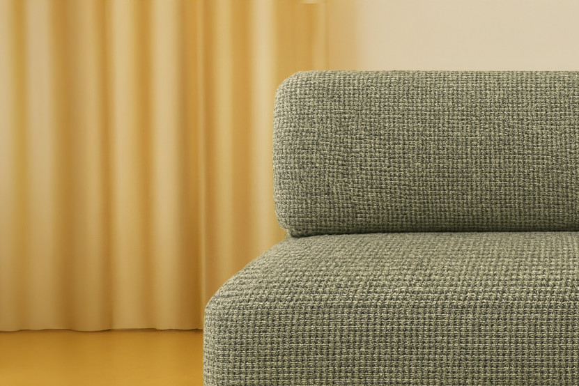 Canapé 4 places - 2 modules convertibles : Canapé 3 places + Fauteuil - Tissu tweed Vert