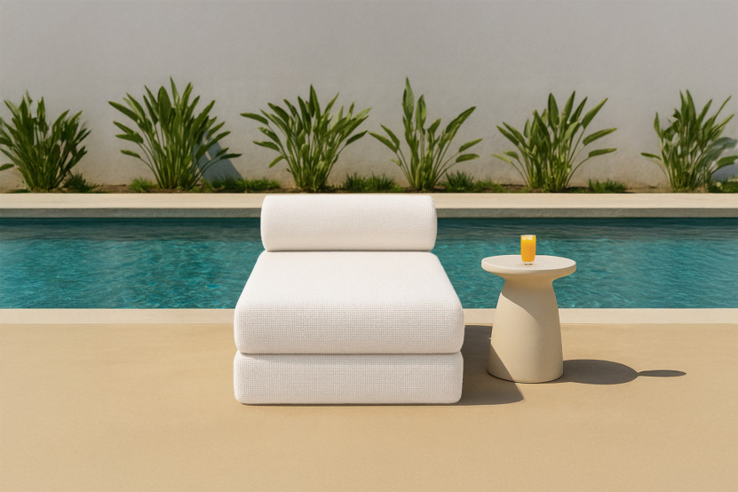 Méridienne convertible et modulable - Tissu extérieur Beige clair