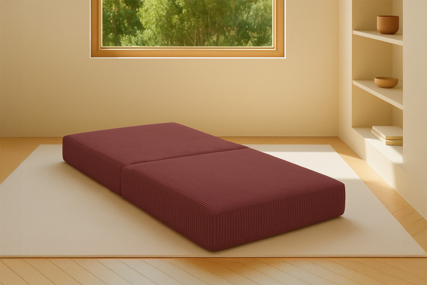 Pouf convertible et modulable - Velours côtelé Rouge