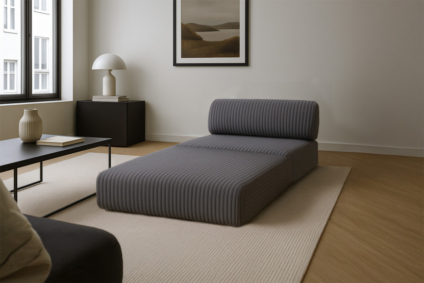 Fauteuil convertible et modulable - Velours côtelé XL Gris