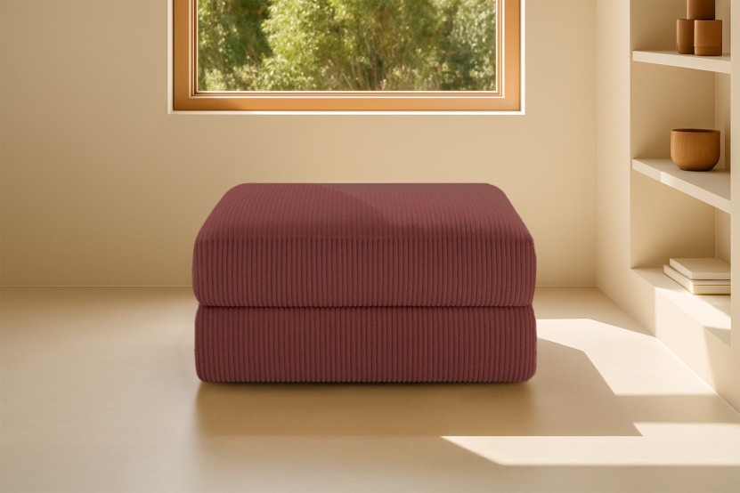 Pouf convertible et modulable - Velours côtelé Rouge