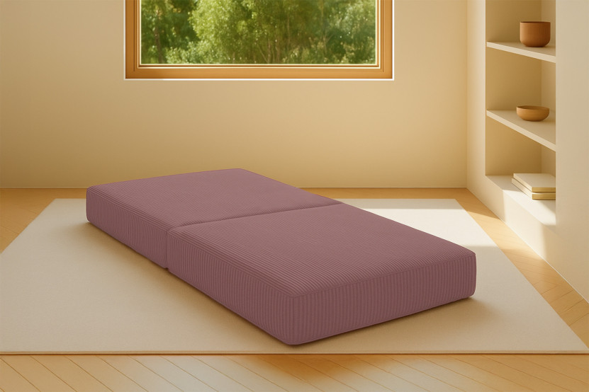 Pouf convertible et modulable - Velours côtelé Rose