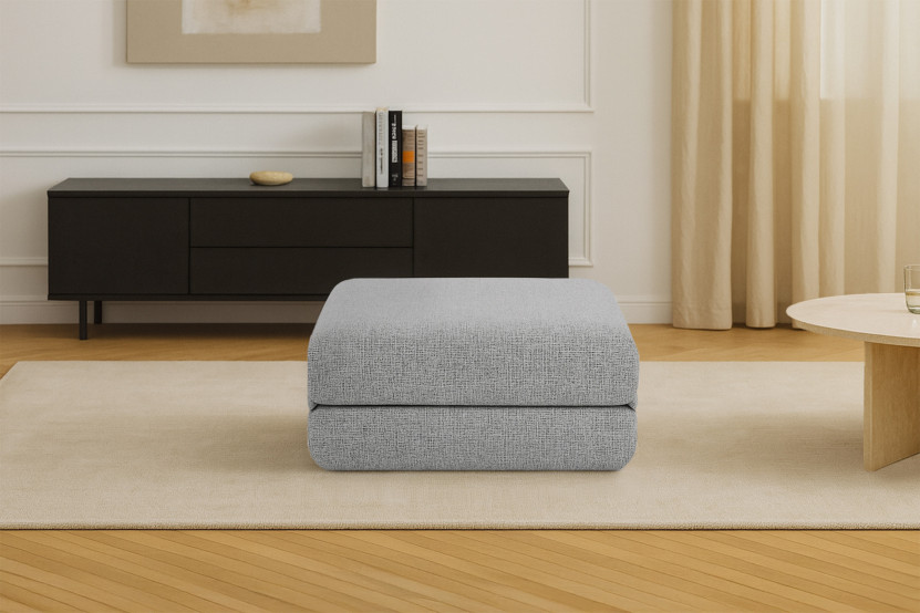 Pouf convertible et modulable - Tissu tweed Gris