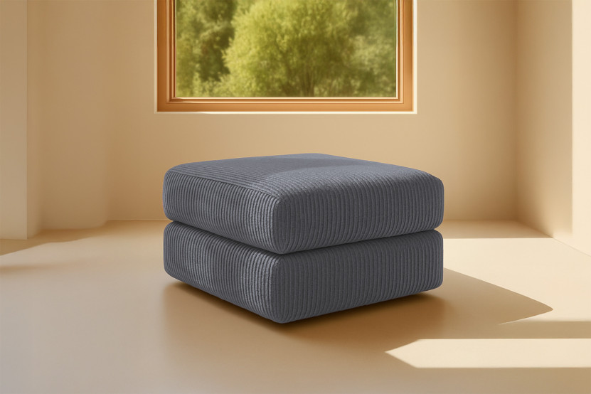 Pouf convertible et modulable - Velours côtelé Gris