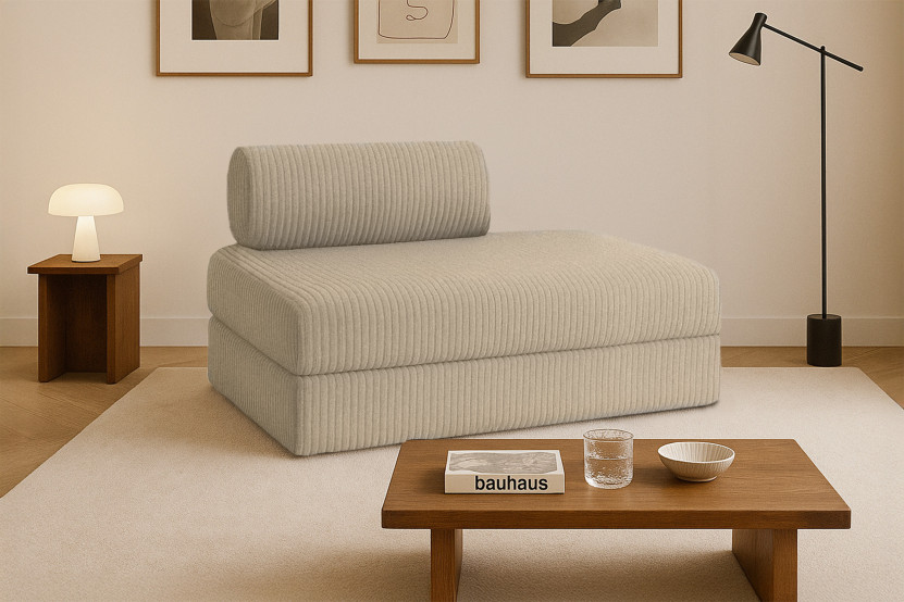 Canapé 2 places convertible et modulable - Velours côtelé XL Taupe