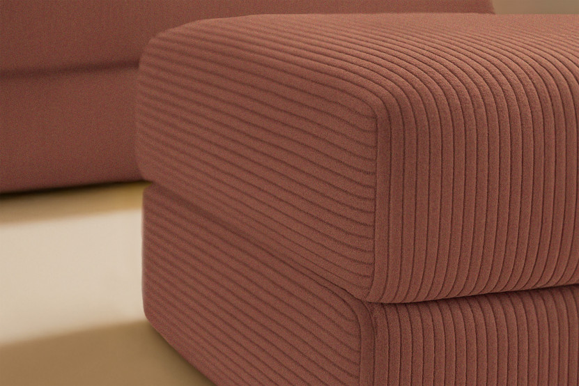 Pouf convertible et modulable - Velours côtelé Terracotta