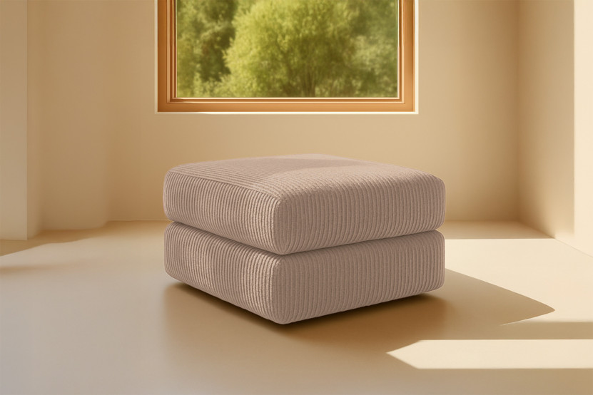 Pouf convertible et modulable - Velours côtelé Taupe