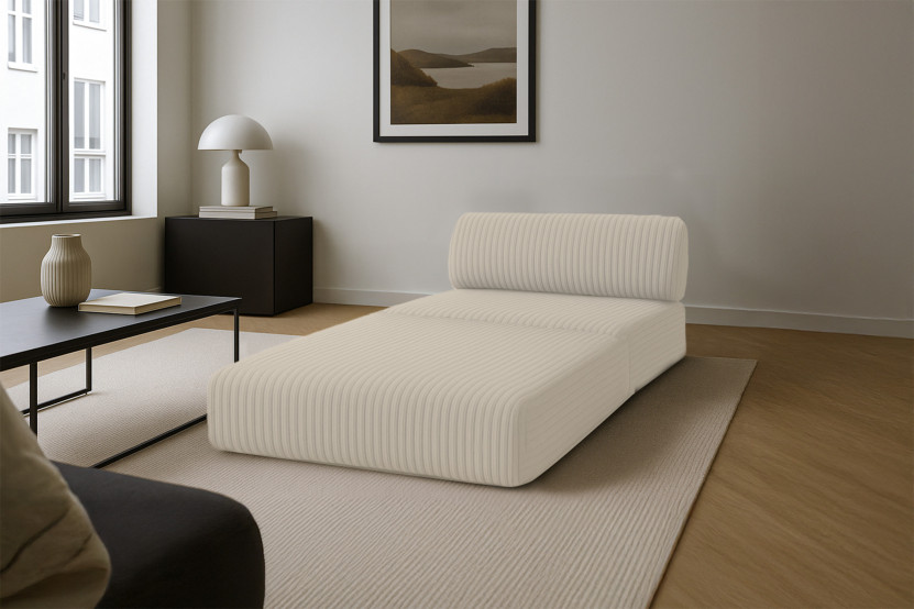 Fauteuil convertible et modulable - Velours côtelé XL Blanc