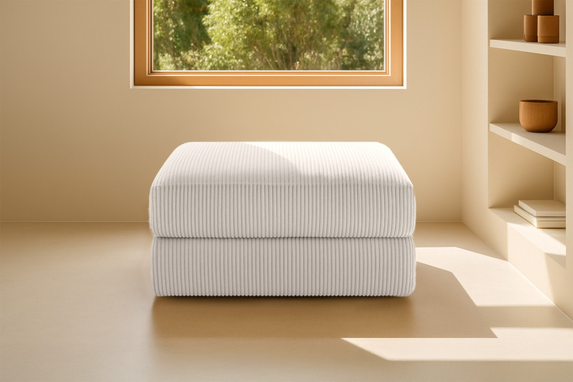 Pouf convertible et modulable - Velours côtelé Blanc