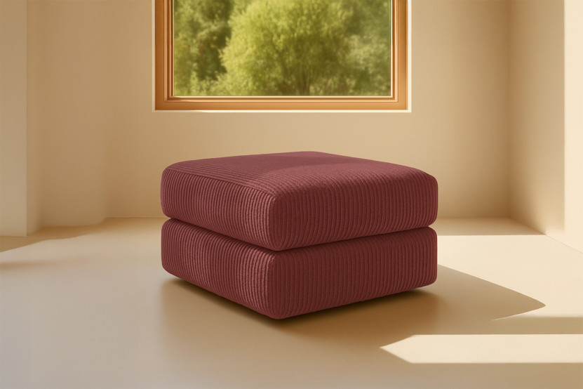 Pouf convertible et modulable - Velours côtelé Rouge