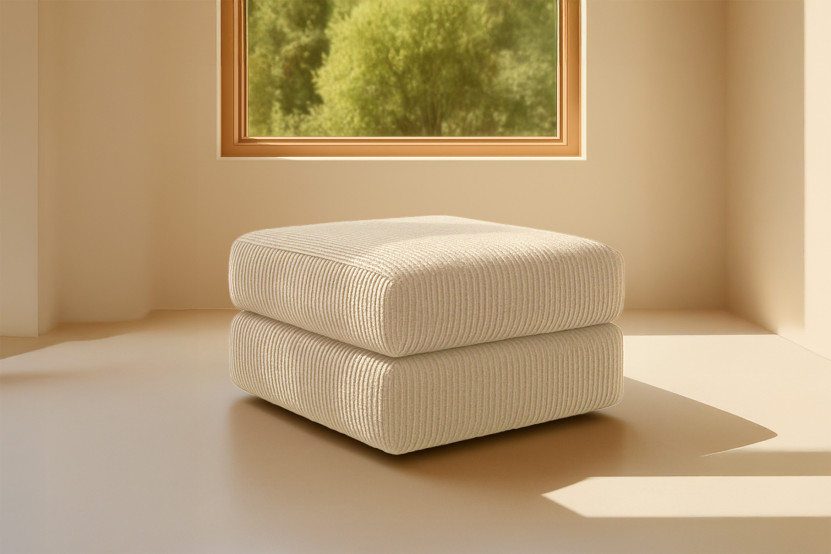 Pouf convertible et modulable - Velours côtelé Beige