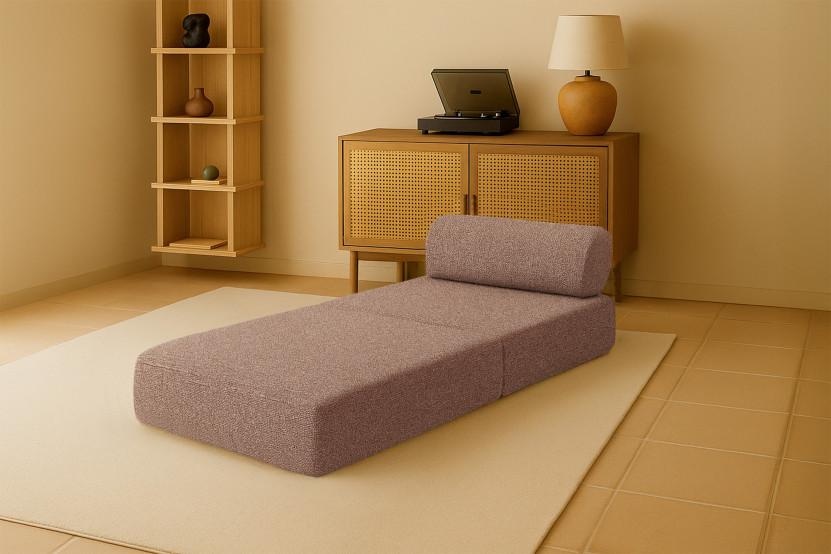 Fauteuil convertible et modulable - Tissu tweed Rouge