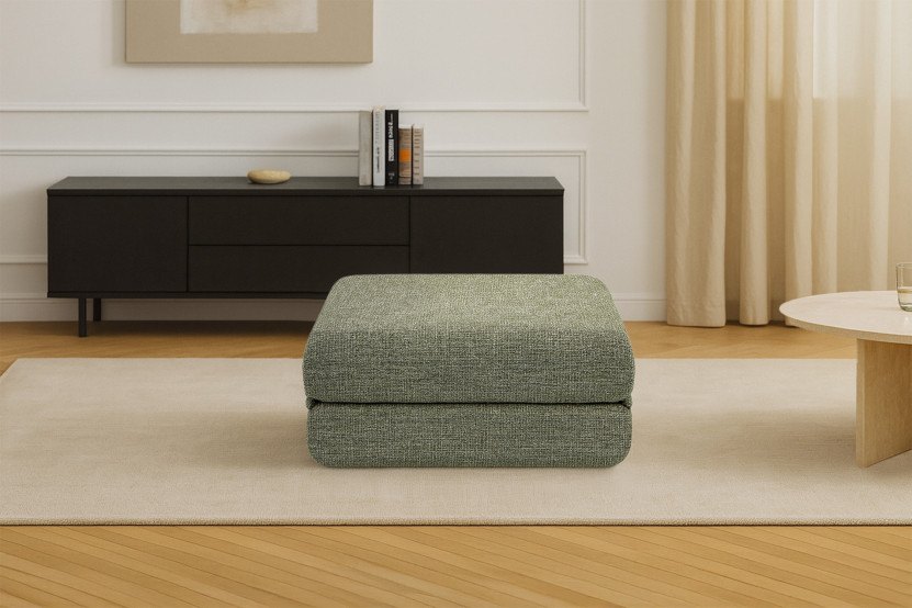 Pouf convertible et modulable - Tissu tweed Vert