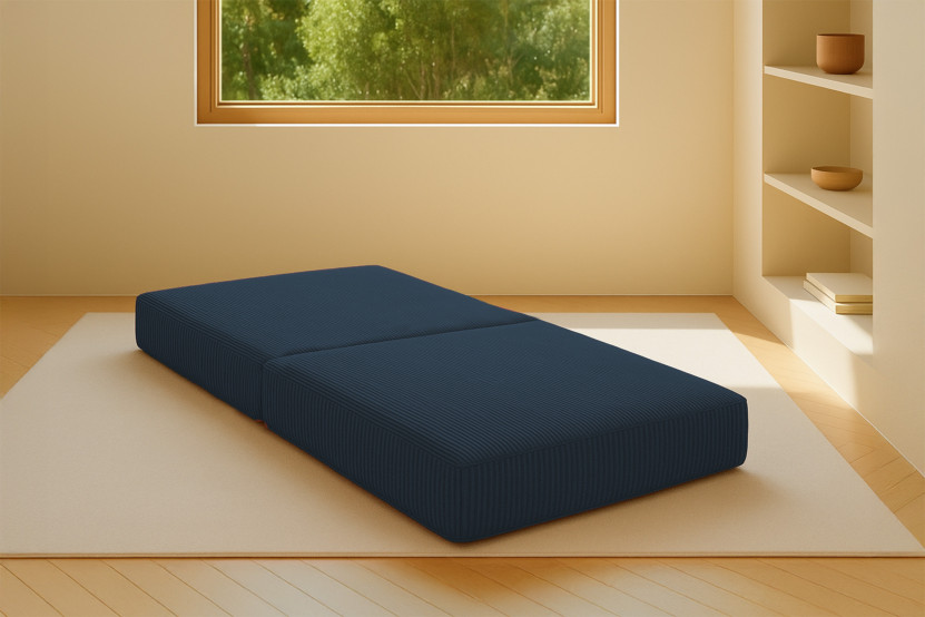 Pouf convertible et modulable - Velours côtelé Bleu