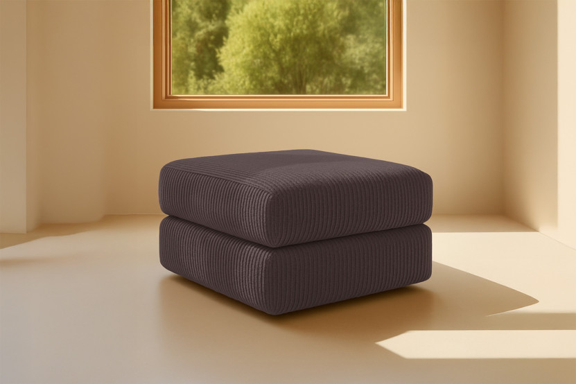 Pouf convertible et modulable - Velours côtelé Marron