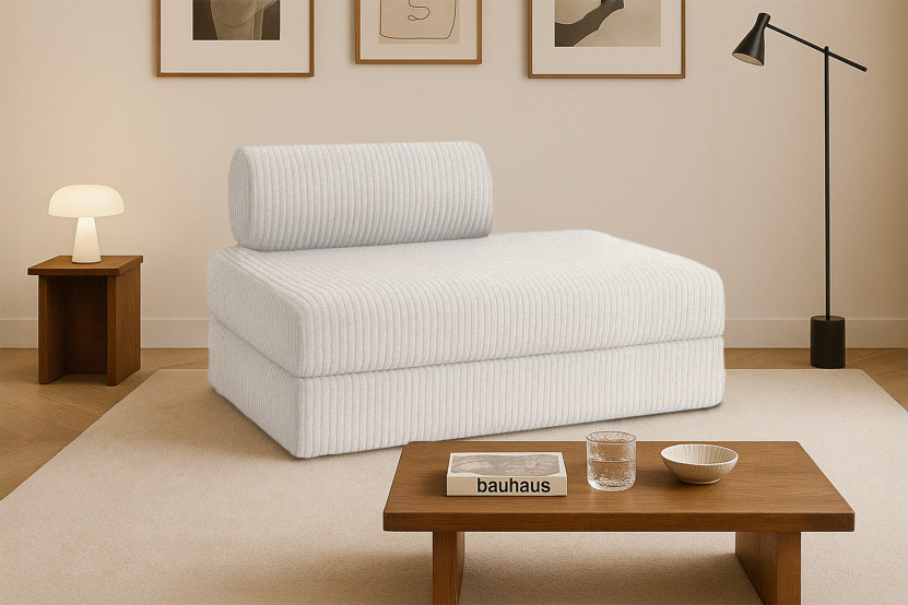 Canapé 2 places convertible et modulable - Velours côtelé XL Blanc