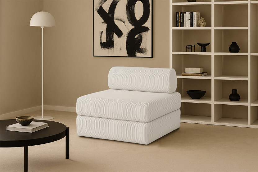 Fauteuil convertible et modulable - Velours côtelé Blanc