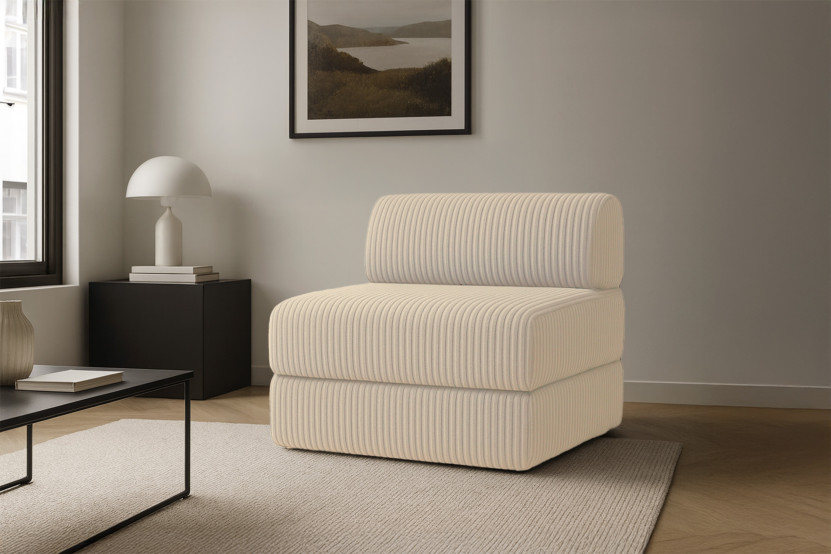 Fauteuil convertible et modulable - Velours côtelé XL Beige