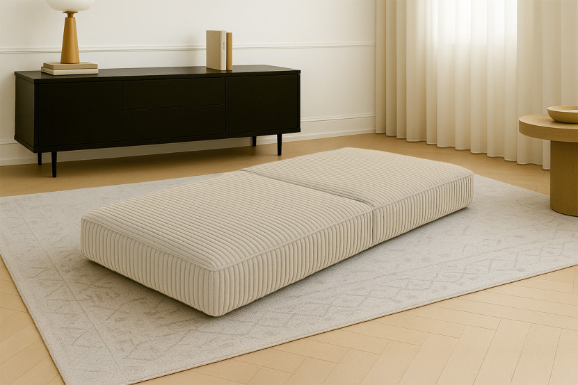 Pouf convertible et modulable - Velours côtelé XL Beige