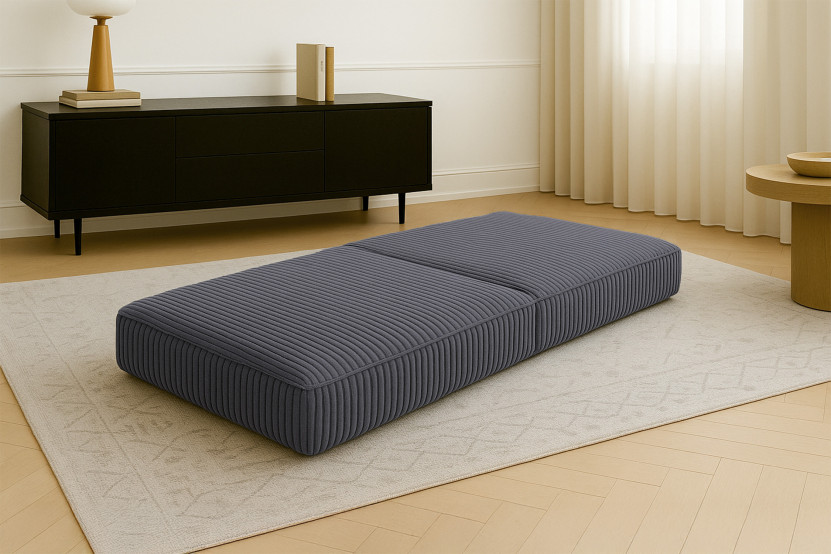 Pouf convertible et modulable - Velours côtelé XL Gris