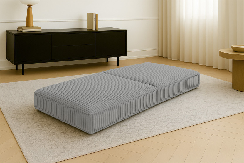 Pouf convertible et modulable - Velours côtelé XL Gris clair