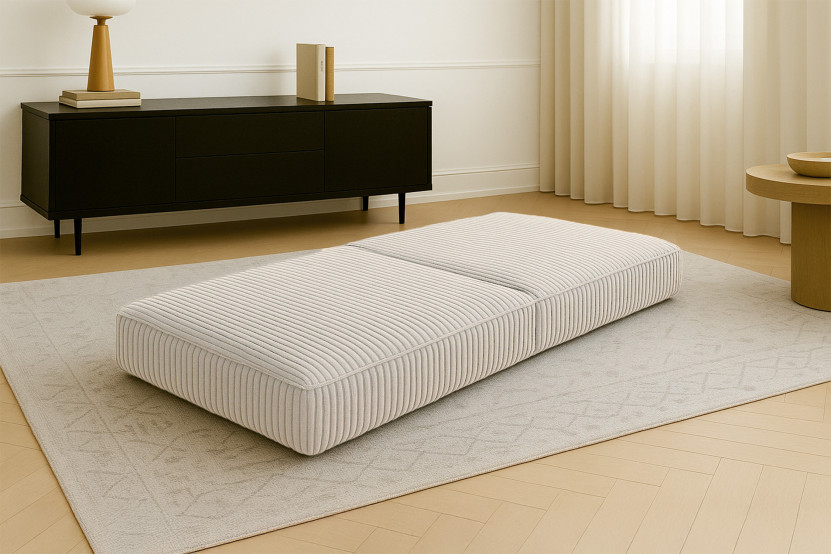 Pouf convertible et modulable - Velours côtelé XL Blanc