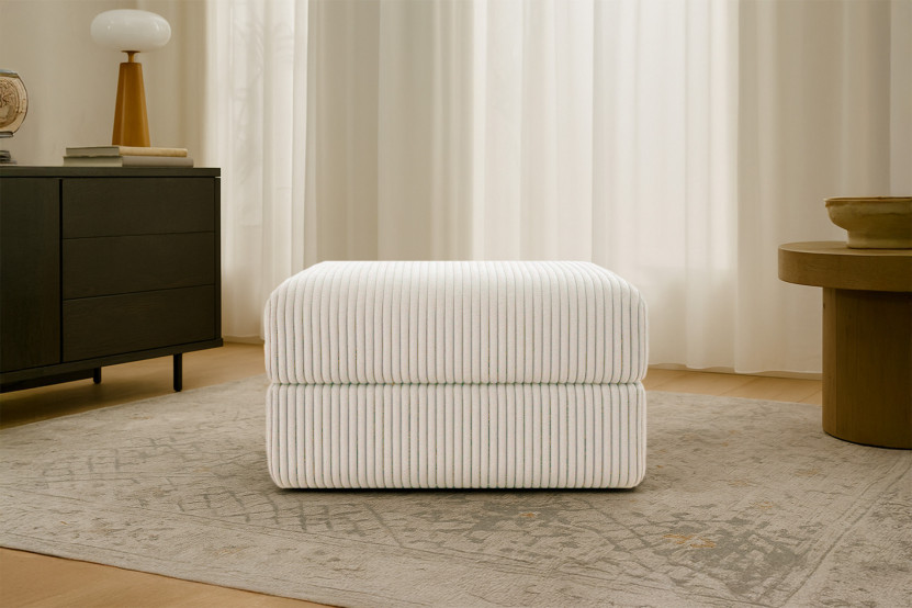 Pouf convertible et modulable - Velours côtelé XL Blanc