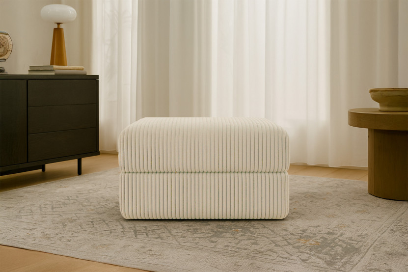Pouf convertible et modulable - Velours côtelé XL Beige