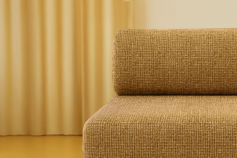 Canapé 2 places convertible et modulable - Tissu tweed Jaune